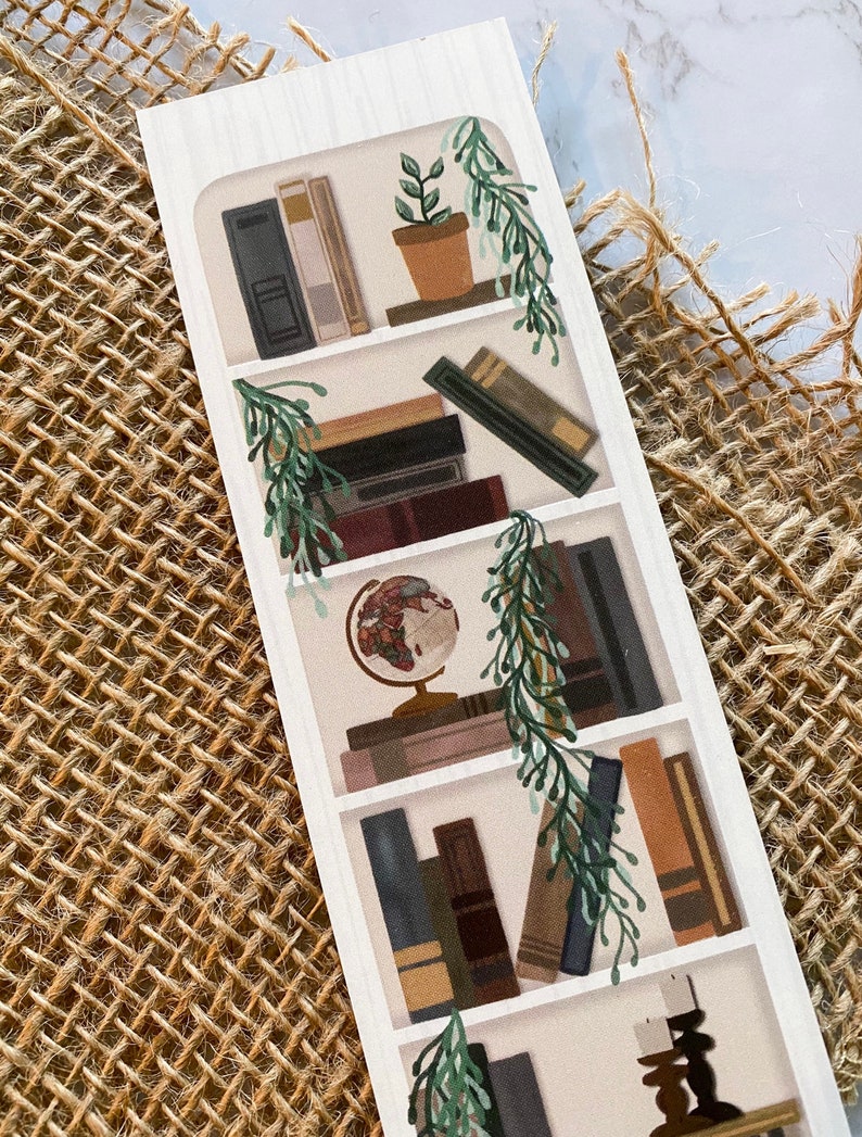 Light Academia Bookshelf Bookmark 2 In. by 7.25 In. Double Etsy