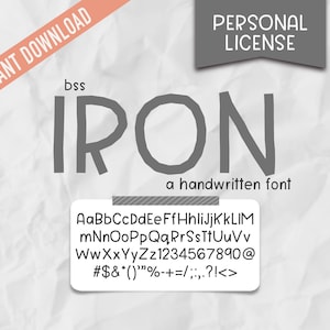 bss IRON Font Personal License | A Handwritten Font | Personal Use ONLY