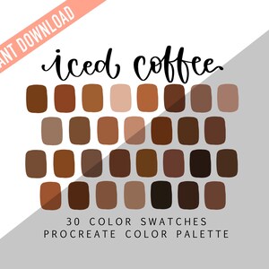 Procreate Iced Coffee Color Palette | 30 Color Swatches | Instant Download