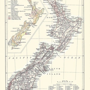 Antike Karte NEUSEELAND aus der 9. Auflage der Enzyklopaedia Britannica von 1875-1889 original, aus dem 19ten Jahrhundert Druck - perfekt zum Einrahmen - Unikat