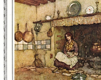 Edmund Dulac Cinderella Print: 1978 Fairy Tale Nursery Art