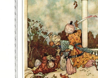Edmund Dulac "Blue Beard" Print: 1978 Fairy Tale Nursery Art