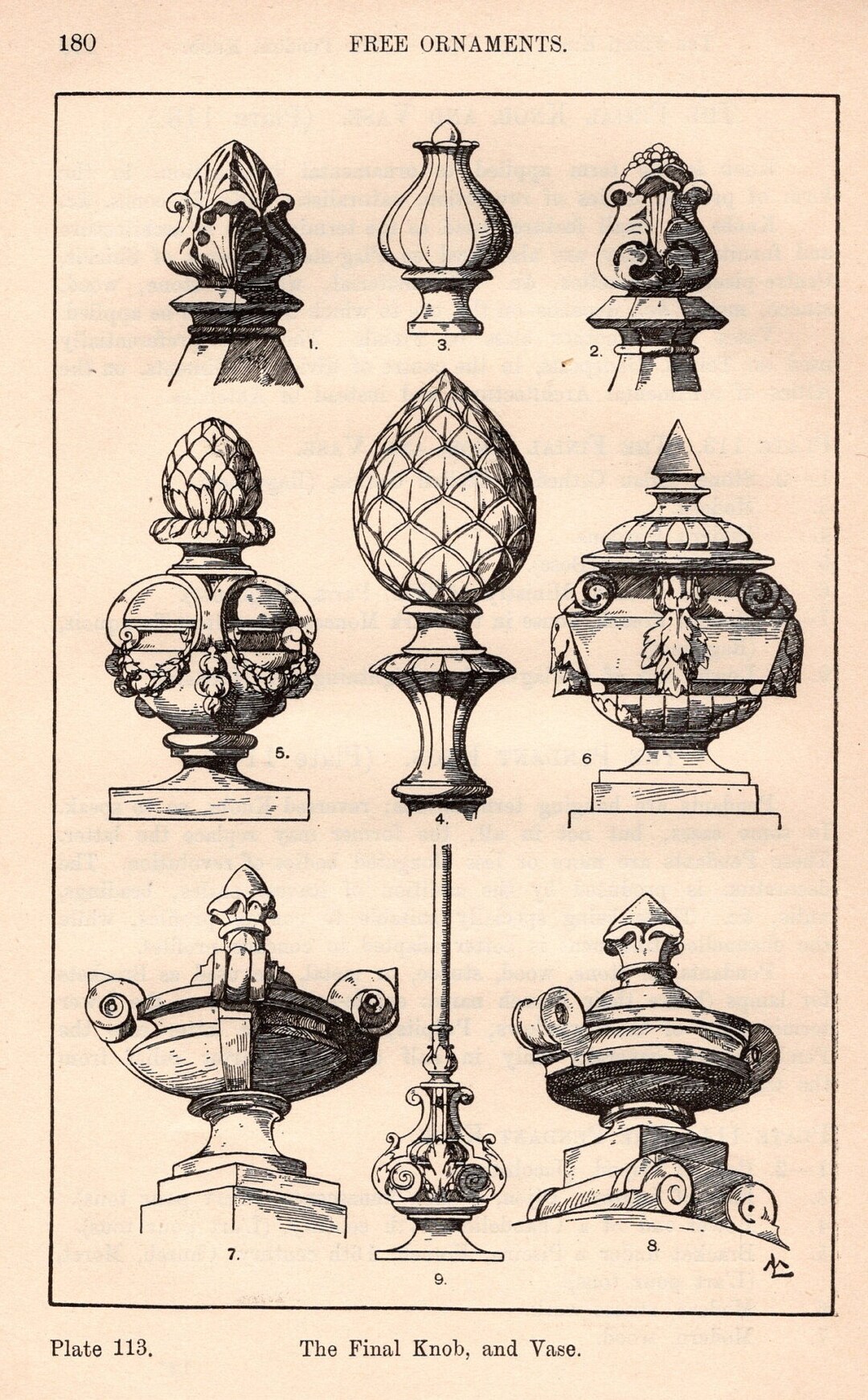 Gravura antiga original rara de 1896 Formas ornamentais de Meyer ...