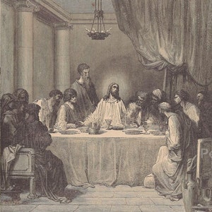Gustave Doré &quot;The Last Supper&quot; Antique Bible Print, 1887