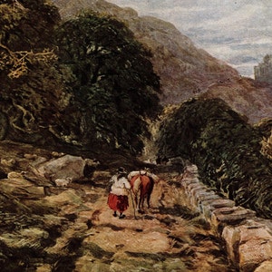 David Cox &quot;Harlech Castle&quot; Vintage Gravure Print, 1934