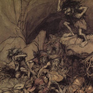 Vintage Fairy Garden Original Book Print – Arthur Rackham illustrator - Fairy Folklore – Fairyland - Unique gift (Faeries)
