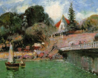 Walter Withers Original Vintage Print - ‘Cowes Jetty, Phillip Island, Victoria’ - Australische Landschaftskunst