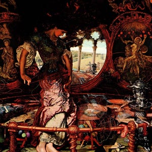 WILLIAM HOLMAN HUNT Oryginalny wydruk książki vintage „The Lady of Shalott” – obraz prerafaelitów – wyjątkowy prezent