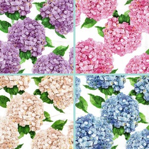16 Papierservietten / Servietten HYDRANGEAS gemischte Farben für Decoupage, Scrapbooking, Kartenherstellung, Mixed Media, Collage, Papercraft