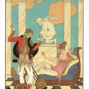 Ilustración de moda Art Déco de George Barbier: Póster vintage &quot;L&#39;Agression&quot;