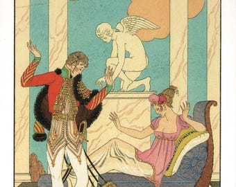 Art-Deco-Modeillustration von George Barbier: Vintage-Poster „L'Agression“.