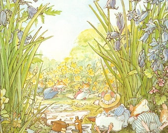 Brambly Hedge "Spring Story" Original Jill Barklem Vintage 2-sided Print - Cute Mice - Unique Gift