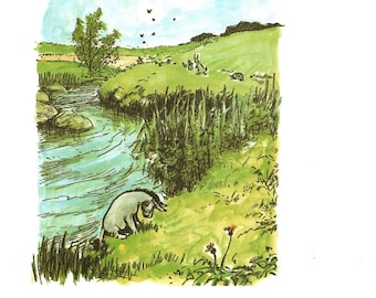 Vintage Winnie the Pooh Book Print: eeyore - Shepard Illustration, Nursery Art