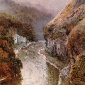 1911 Peak District Vintage Print: Derbyshire Landscape Watercolor Art
