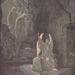 Gustave Doré: &quot;The Angel at the Sepulchre&quot; Antique Bible Print
