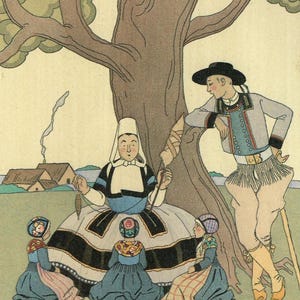 Ilustración de moda art déco de George Barbier: póster vintage &quot;Érase una vez, 1925&quot;