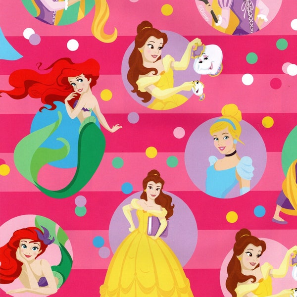 DISNEY PRINCESS Wrapping Paper - Belle, Cinderella, The Little Mermaid, Rapunzel - Gift Wrap for Birthdays, Crafts, Decoupage, Scrapbooking