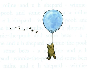 Winnie the Pooh Original Large Vintage Print -  Nursery Décor - Child's Room Art - Unique Gift