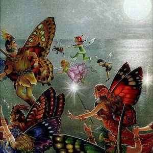 Shirley Barber Vintage Fairies Print: Seashore Fairy Folk Book Page