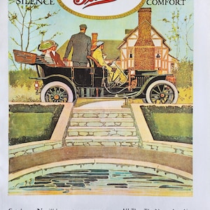 Peerless and Pierce-Arrow Antique American Auto Ads - Large Original Vintage Poster 2-sided - Unique Gift classic car enthusiasts