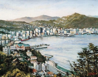 Mt Victoria, Wellington, New Zealand Blank Card - S.A. Sutton painting - Perfect for any occasion