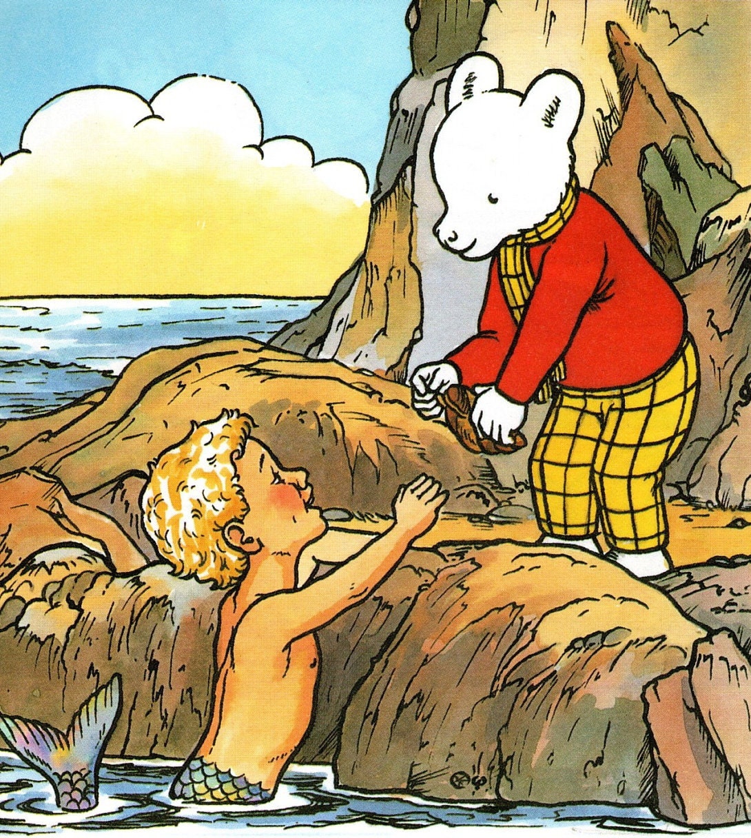 Rupert Bear Print Original Vintage Rupert and the Magic Shell Delightful Nursery Childrens Art Unique Gift Etsy Canada