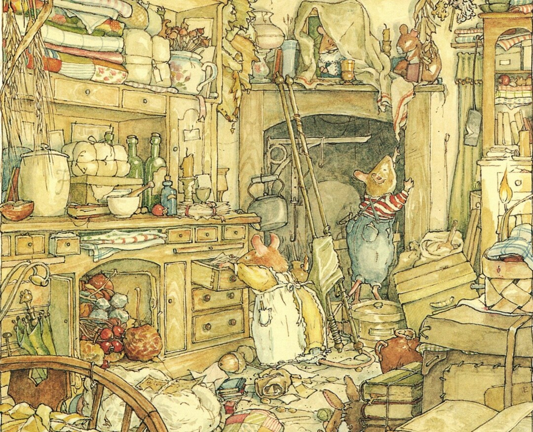 Brambly Hedge Vintage Print: Jill Barklem Mice Outing, 1999