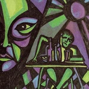 Ofer Feniger Original Painting &quot;Nightmare&quot; - Israeli Modern Art (1960 Limited Edition Plate)