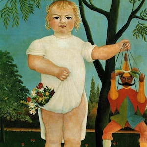 Henri Rousseau Druck: &quot;To Fête Baby!&quot; Vintage Post-Impressionistische Kunst