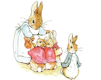1902 Beatrix Potter The Tale of Peter Rabbit Original 2-sided Print - Whimsical Nursery Art - Cute Woodland Animals - Unique Gift