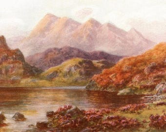 1911 Irland Antique Print: Macgillicuddy's Reeks Aquarellkunst