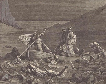 Gravure L'Enfer de Gustave Doré Dante : 1887 Gravure Ancienne