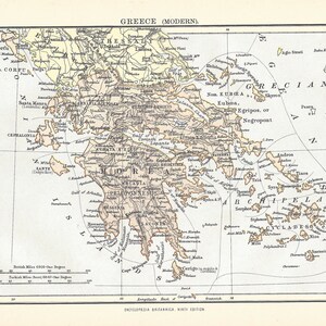 Antike Landkarte GRIECHENLAND (MODERN), EUROPA aus der 9.