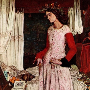 WILLIAM MORRIS Oryginalny wydruk książki vintage „Królowa Ginewra” – obraz prerafaelitów – wyjątkowy prezent