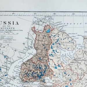 アンティーク ロシアとコーカサス オリジナル 1889 年地図 - 希少な 19 世紀の大型地図 - 地図収集家へのユニークなギフト - 地図作成
