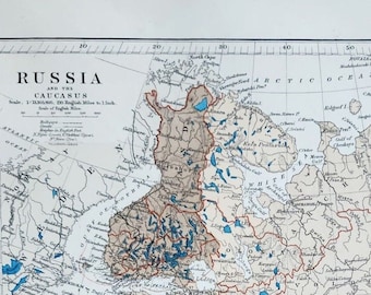 Mapa antiguo de Rusia y el Cáucaso – Impresión del Atlas de Stanford de 1889