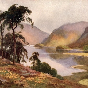 1920 Thirlmere & Helvellyn, The Lake District, England - Original Vintage Print - Unique Gift