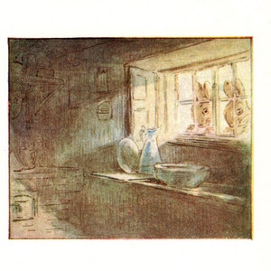 Impression originale Beatrix Potter 1985 « The Tale of Mr Tod » - oeuvre d'art fantaisiste pour chambre d'enfant - mignons animaux de la forêt - cadeau unique