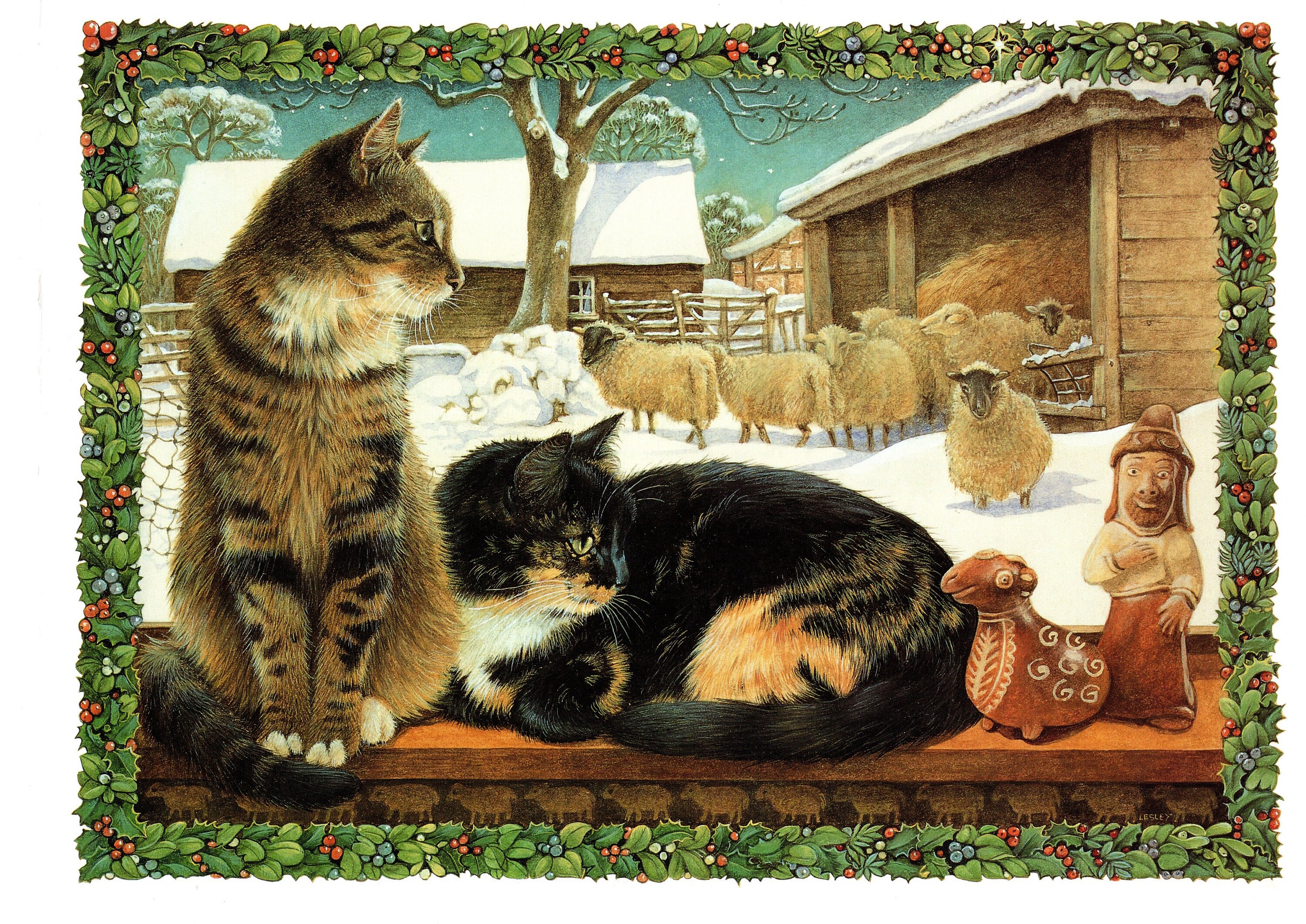 レスリー・アン・アイボリー「猫とキャロル」ヴィンテージクリスマス 