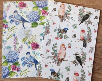 Australian Native Birds Wrapping Paper: Botanical Gift Wrap, Scrapbooking (4 Sheets)