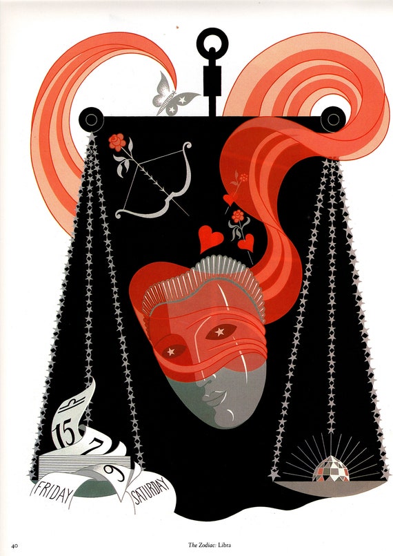 エルテ、ERTE Erté 1984 Original Vintage Large 2-sided Print – Art Deco