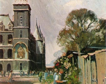 Impression vintage originale Leonard Long « The Conciergerie, Paris » | Artiste australien
