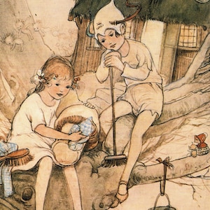Mabel Lucie Attwell Peter Pan Original Vintage Print Nursery Art Cute Children Unique Gift image 1