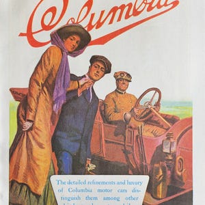 Columbia and Cole Aero-Eight Antique American Auto Ads - Large Original Vintage Poster 2-sided - Gift classic car enthusiasts