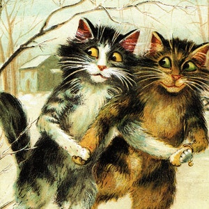 Original Vintage Cat Print – Victorian & Edwardian eras – Louis Wain and Others - Cat Lovers - Irresistible Felines - Unique Gift
