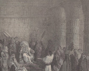 Gustave Doré Antiker Druck: Joseph interpretiert den Traum des Pharaos, 1891 Bibelillustration