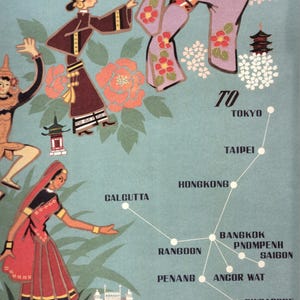 Vintage Thai Airways Reiseplakat - Originaldruck - Goldenes Zeitalter des Reisens - Einzigartiges Geschenk