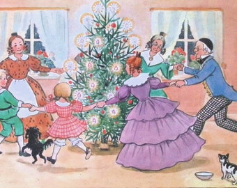 Elsa Beskow Vintage Christmas Print: Nordic Children's Art (12x12in)