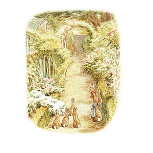 Beatrix Potter Flopsie Bunnies Druck: 1987 Vintage Kinderzimmer Kunst