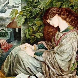 ROSSETTI Oryginalny Vintage Book Print „La Pia de'Tolomei” – Malarstwo Prerafaelitów – Wyjątkowy Prezent